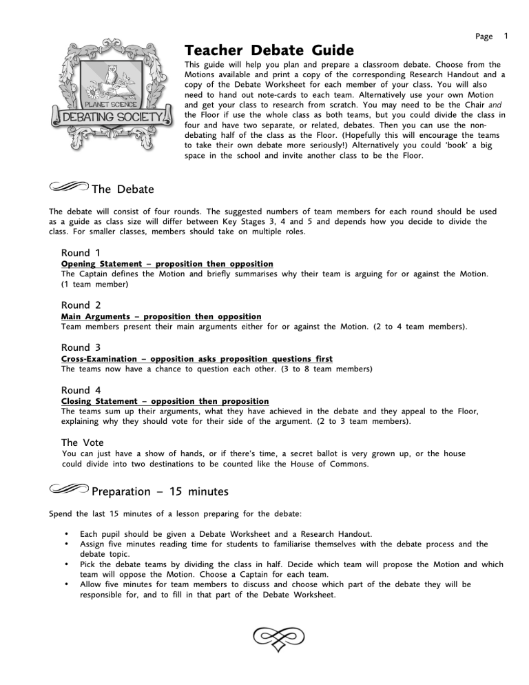Classroom Debate Guide for Teachers: Planning & Preparation