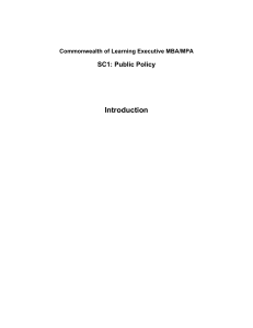 Public Policy Course Introduction: MBA/MPA Program