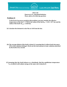PHYS 205 Blackbody Radiation Homework: Stars, Planets & Human Physics