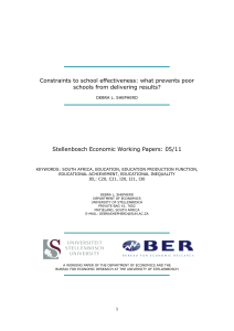 School Effectiveness in South Africa: Constraints & Poverty Trends