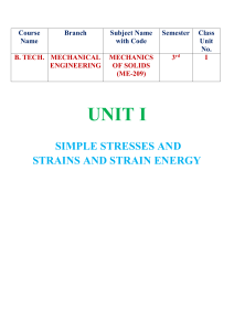 Mechanics of Solids: Stresses, Strains, & Strain Energy