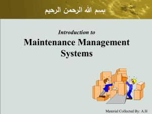 Maintenance Management Systems: Intro & Objectives