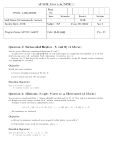M.Tech AI&DS Pre-T1 Exam: DSA Questions - Surrounded Regions, Knight Moves