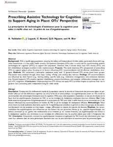 Prescribing ATCs for Cognition: OTs' Perspective on Aging in Place
