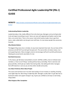Agile Leadership Guide: PAL I Certification Overview