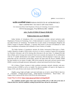 IIA Walk-in Interview for Project Assistant 2024