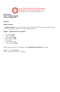 Grade 1 English Grammar: Object Pronouns - SOUTHERNSIDE MONTESSORI