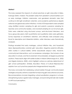 Cultural Practices & Girls' Education in Malawi: Impacts & Solutions