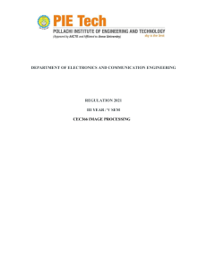 CEC366 Image Processing Syllabus - Pollachi Institute of Engineering