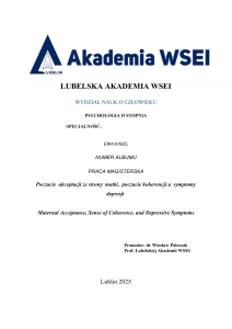 Akceptacja Matki, Koherencja i Depresja: Praca Magisterska
