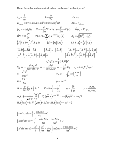 Formule di Meccanica Quantistica: Funzioni d'Onda, Livelli di Energia, Operatori
