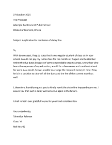 Application for Remission of Delay Fine - Adamjee Cantonment Public School