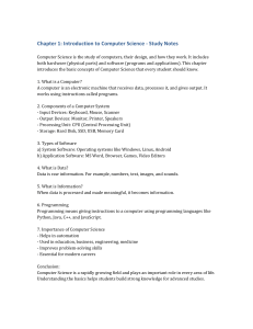 Computer Science Introduction: Study Notes on Basics & Components