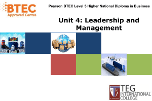 Leadership & Management Theories: BTEC Level 5 Presentation