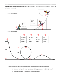 Conservation of Energy Worksheet - Physics Problems