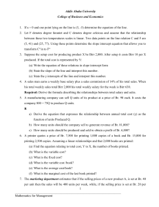 Mathematics for Management Exam Questions