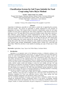 Soil Classification for Food Crops using Naive Bayes