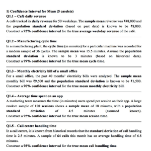 Confidence Interval Practice: Mean Calculation Case Studies