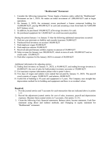 Beshbarmak Restaurant Accounting Problem & Financial Statements