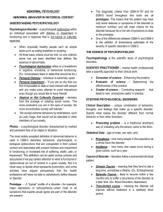 Abnormal Psychology Lecture Notes: Understanding Psychopathology