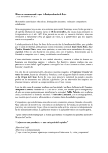Discurso del D&iacute;a de la Independencia de Loja: Historia, Valores, Futuro