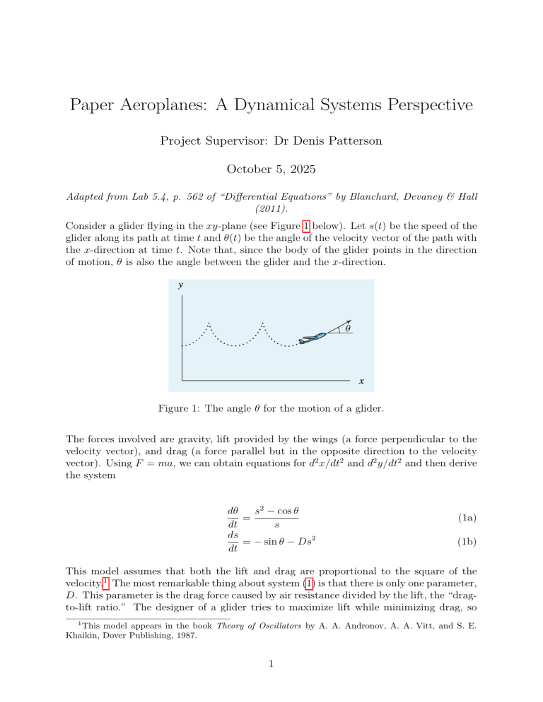 Paper Aeroplane Dynamics: A Dynamical Systems Project