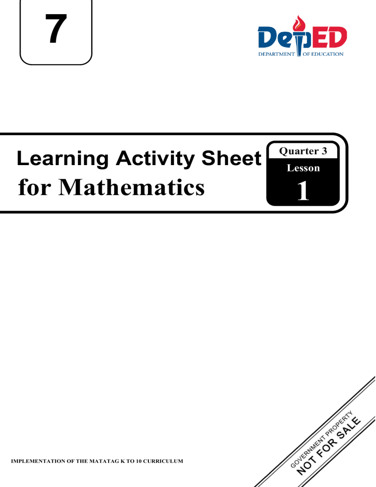 Mathematics Grade 7: Data Collection & Sampling Techniques Activity Sheet