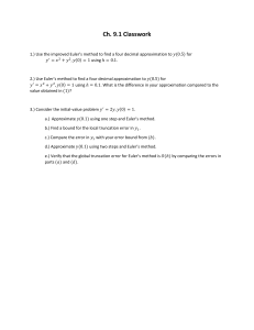 Differential Equations: Euler's Method Classwork Problems
