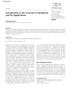 Likelihood Concept & Applications: Statistical Tutorial for Psychology