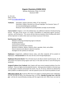 Organic Chemistry (CHEM 2221) Syllabus - Vanderbilt University