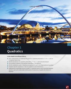 Cambridge AS & A Level Pure Mathematics 1: Quadratics Chapter 1