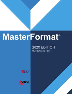 MasterFormat 2020 Edition: Construction Specifications Numbers & Titles