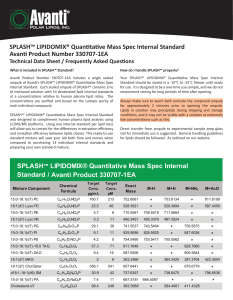 SPLASH Lipidomics Standard: Technical Data & FAQs