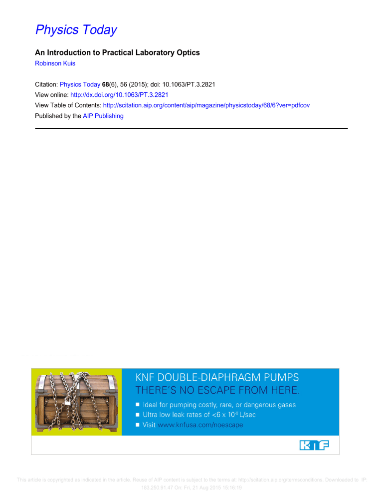 Practical Laboratory Optics Book Review | Physics Today