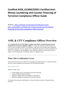 Certified AICB UCAMCO2021 Certified Anti-Money Laundering and Counter Financing of Terrorism Compliance Officer Preparation Guide Essential Study Resources