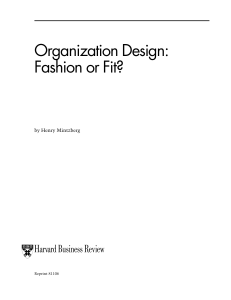 Organization Design: Fashion or Fit? - Mintzberg