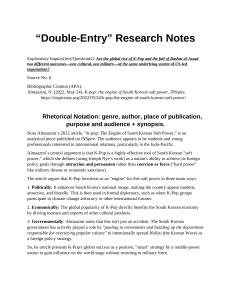 K-Pop as South Korean Soft Power: Research Notes