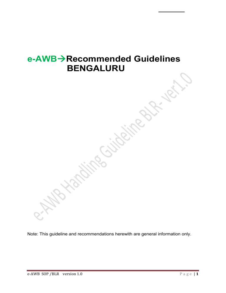 e-AWB Recommended Guidelines for Air Cargo Operations in Bengaluru