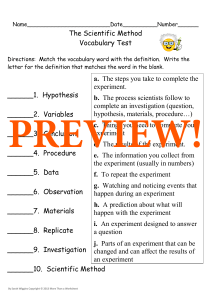 Scientific Method Vocabulary & Steps Worksheet