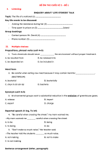 English Language Review Test - End of Semester I - Practice 1