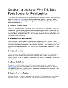 October 1st & Love: Why This Date is Special for Relationships