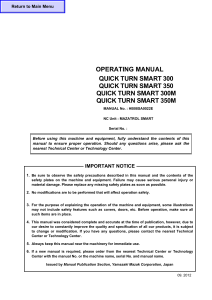 QUICK TURN SMART CNC Lathe Operating Manual