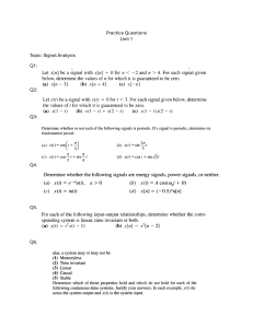 Signal Analysis Practice Questions - Unit 1 | Engineering Problems