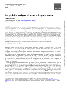 Geopolitics & Global Economic Governance: Oxford Review Article