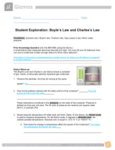 Boyle's & Charles's Law Gizmo Exploration | Gas Laws Worksheet