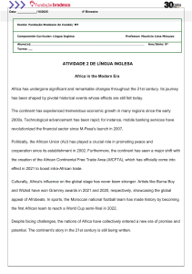 English Activity: Africa in the Modern Era - Reading Comprehension