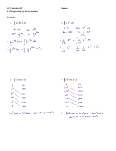 Integration by Parts Practice: Calculus BC Worksheet