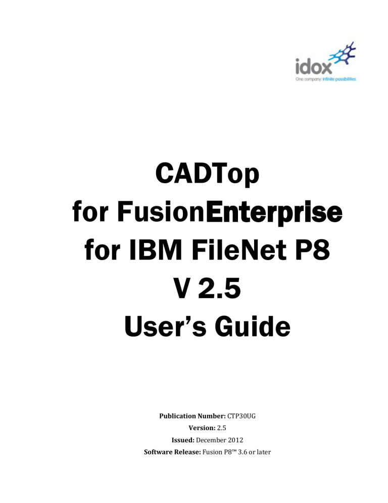 Filenet Drawings CADTop for FusionEnterprise IBM FileNet P8 User's Guide V2.5