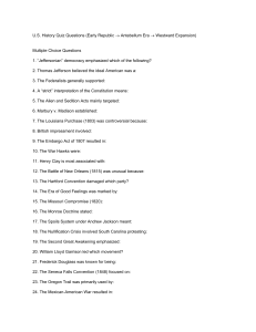 U.S. History Quiz: Early Republic, Antebellum Era & Westward Expansion