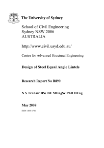 Design of Steel Equal Angle Lintels: Research Report R890 by N S Trahair